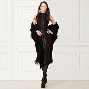 Ralph Lauren Fall 2015 Runway Collection Black Cashmere Boucle Fringe Cardigan